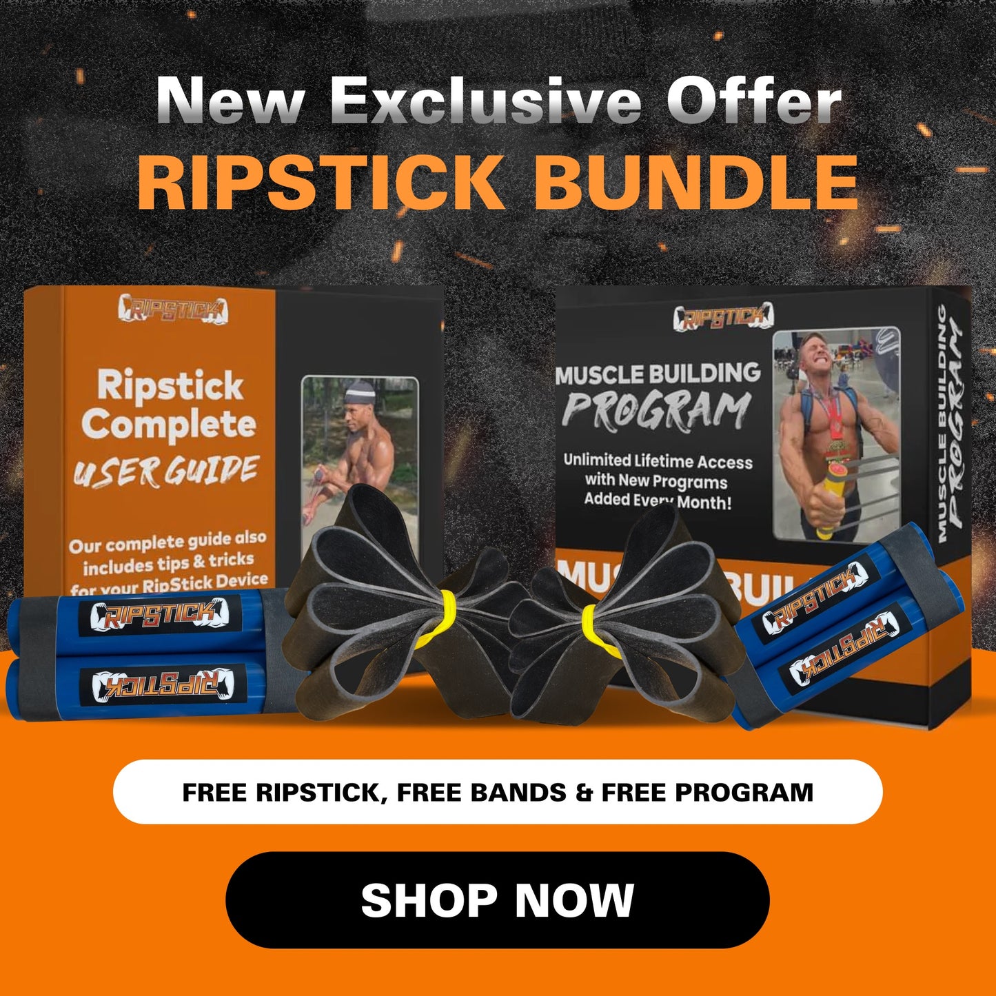 RipStick Bundle ( Sets of Bands + Muscle Building Program + User Guide )