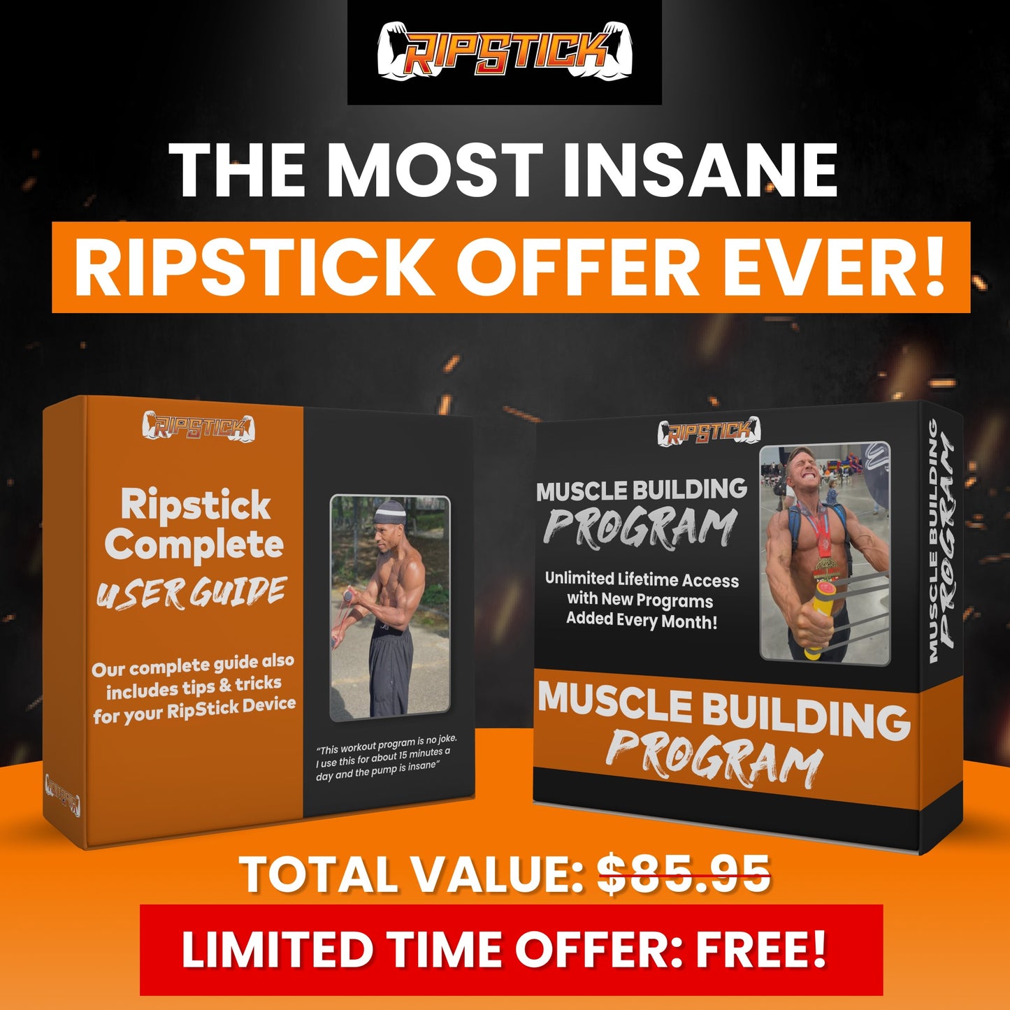 RipStick Bundle ( Sets of Bands + Muscle Building Program + User Guide )